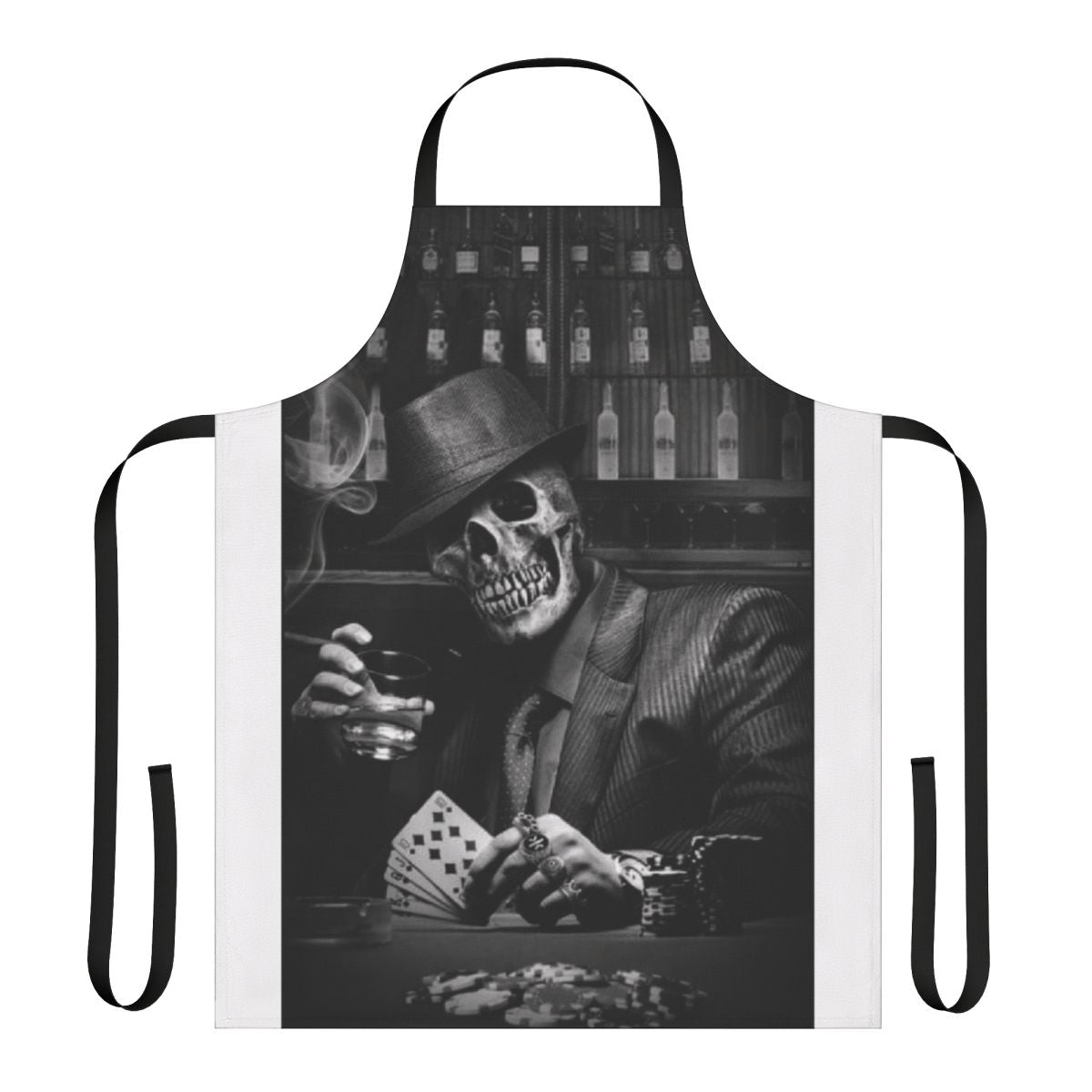 Gangster skeleton design printed on a high-quality apron