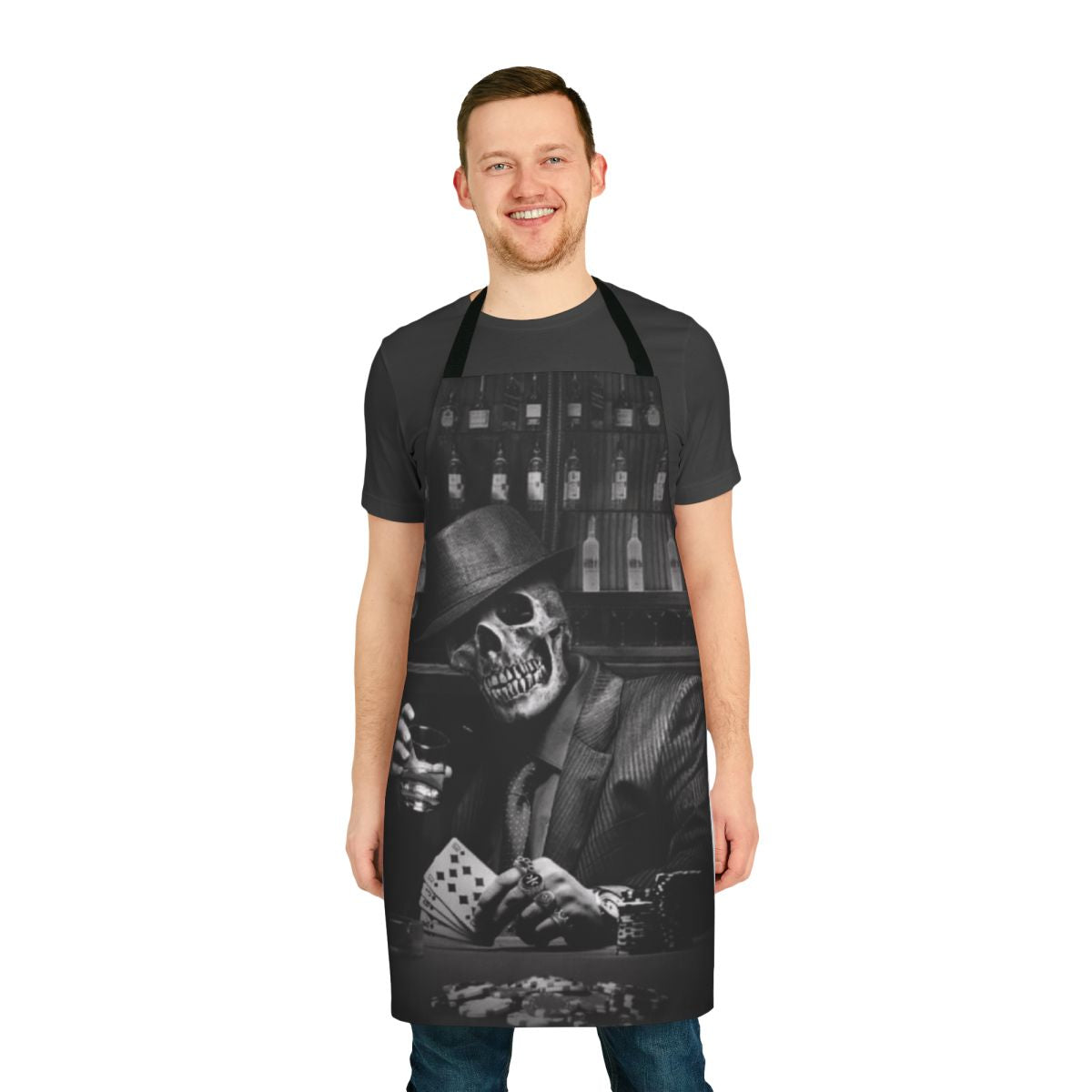 Gangster skeleton design printed on a high-quality apron