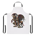 Embroidered apron featuring a detailed gargoyle design, perfect for fans of fantasy and mythology.