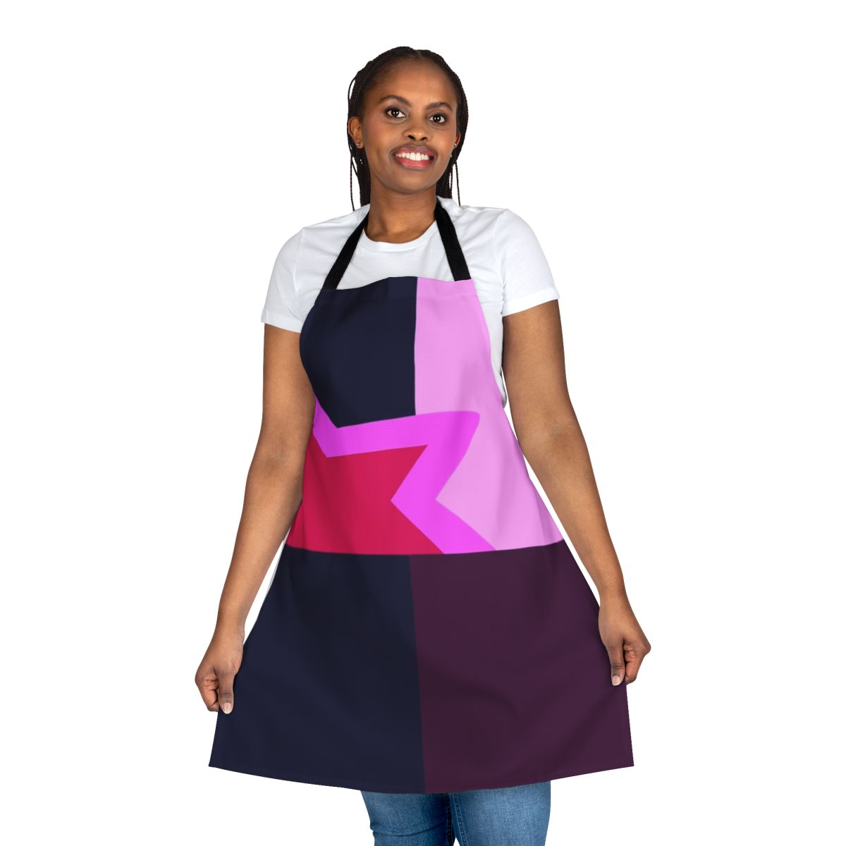 Garnet from Steven Universe inspired apron with the Crystal Gems logo