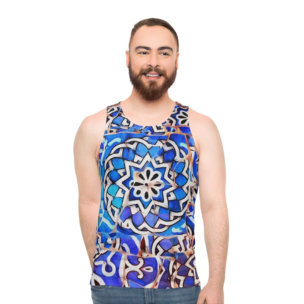 Gaudi Barcelona mosaic unisex tank top