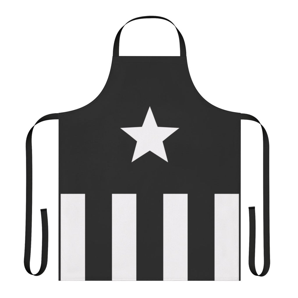 Geeky black apron featuring comic book and superhero design