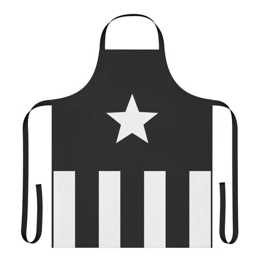 Geeky black apron featuring comic book and superhero design
