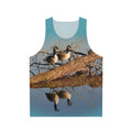 Geese at the lake nature unisex tank top