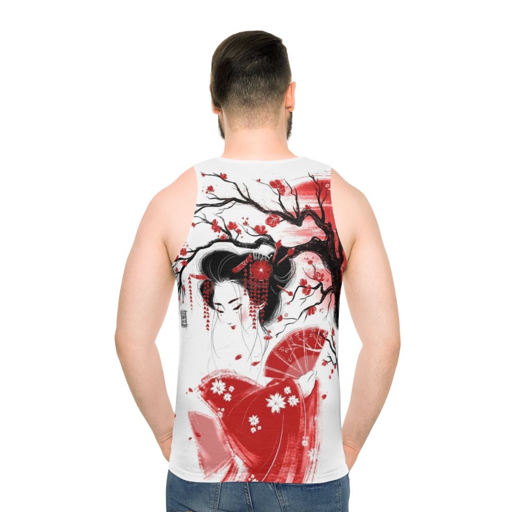 Geisha inspired watercolor print unisex tank top
