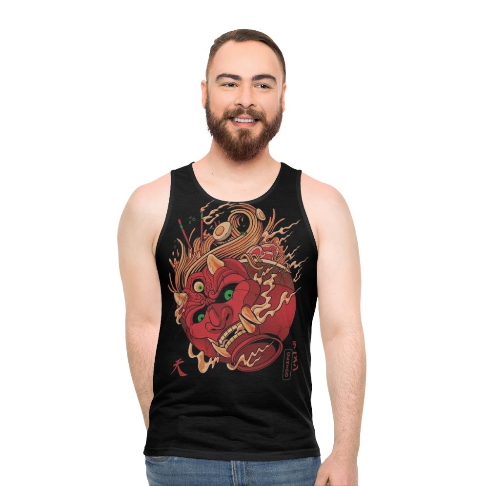 Gekido Ramen Unisex Tank Top featuring Japanese cultural elements and gaming influences