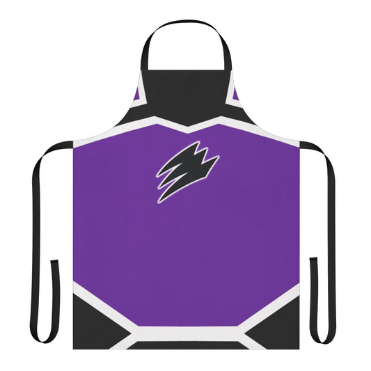 Gekiranger inspired apron with a vibrant violet color scheme and character-themed design