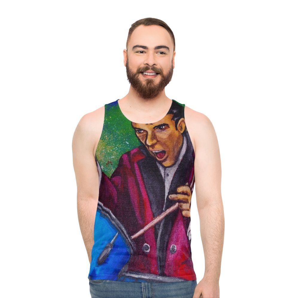 Gene Krupa drummer unisex tank top