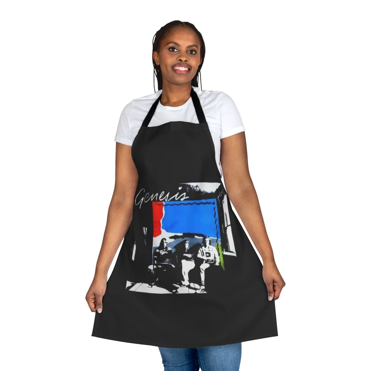 Vintage-style apron featuring the Genesis Abacab album design