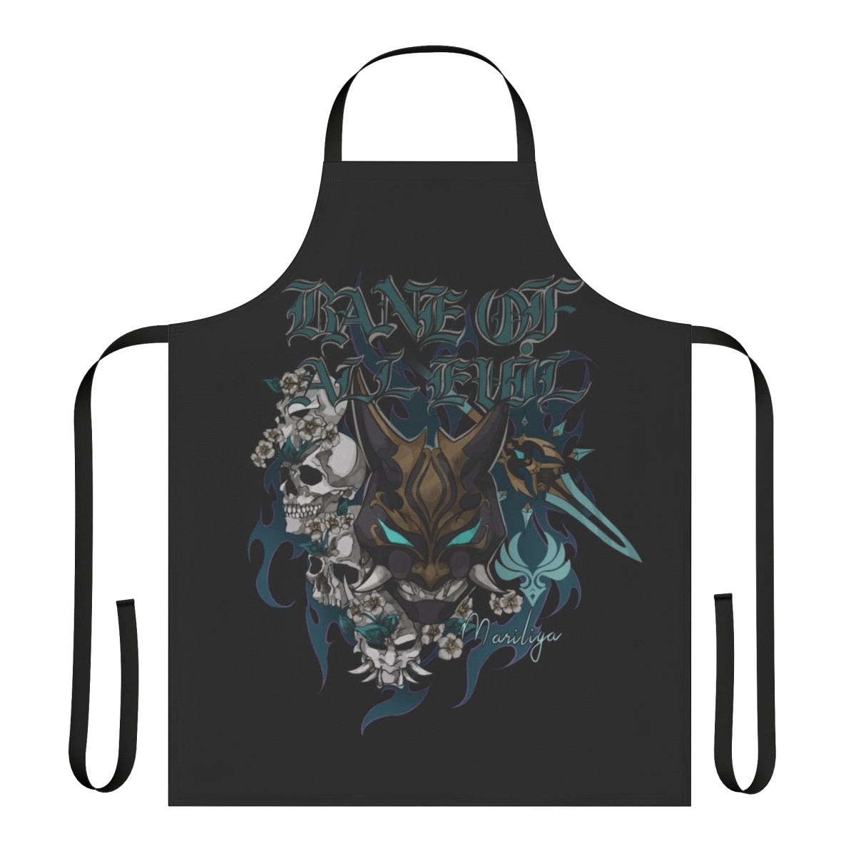 Genshin Impact inspired apron with a metal shirt design