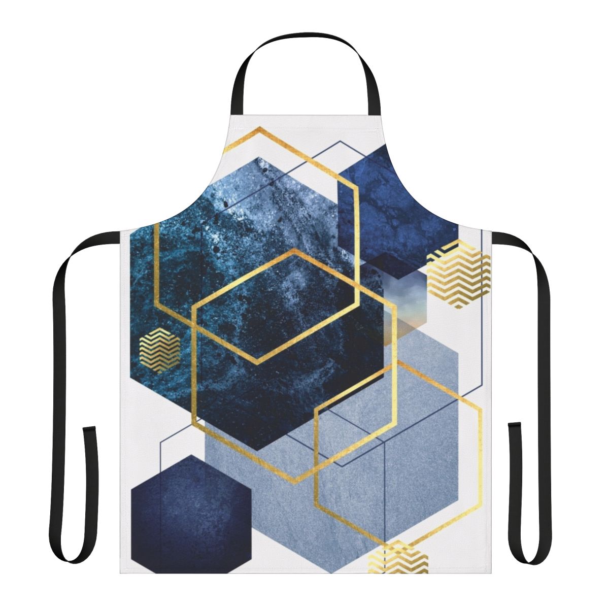 Stylish and modern geometric abstract navy and gold apron