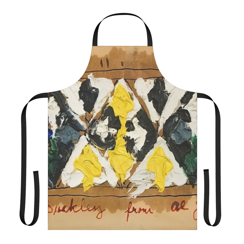 Colorful abstract apron featuring geometric patterns and numerical symbolism, inspired by the artwork of Alfred Jensen.