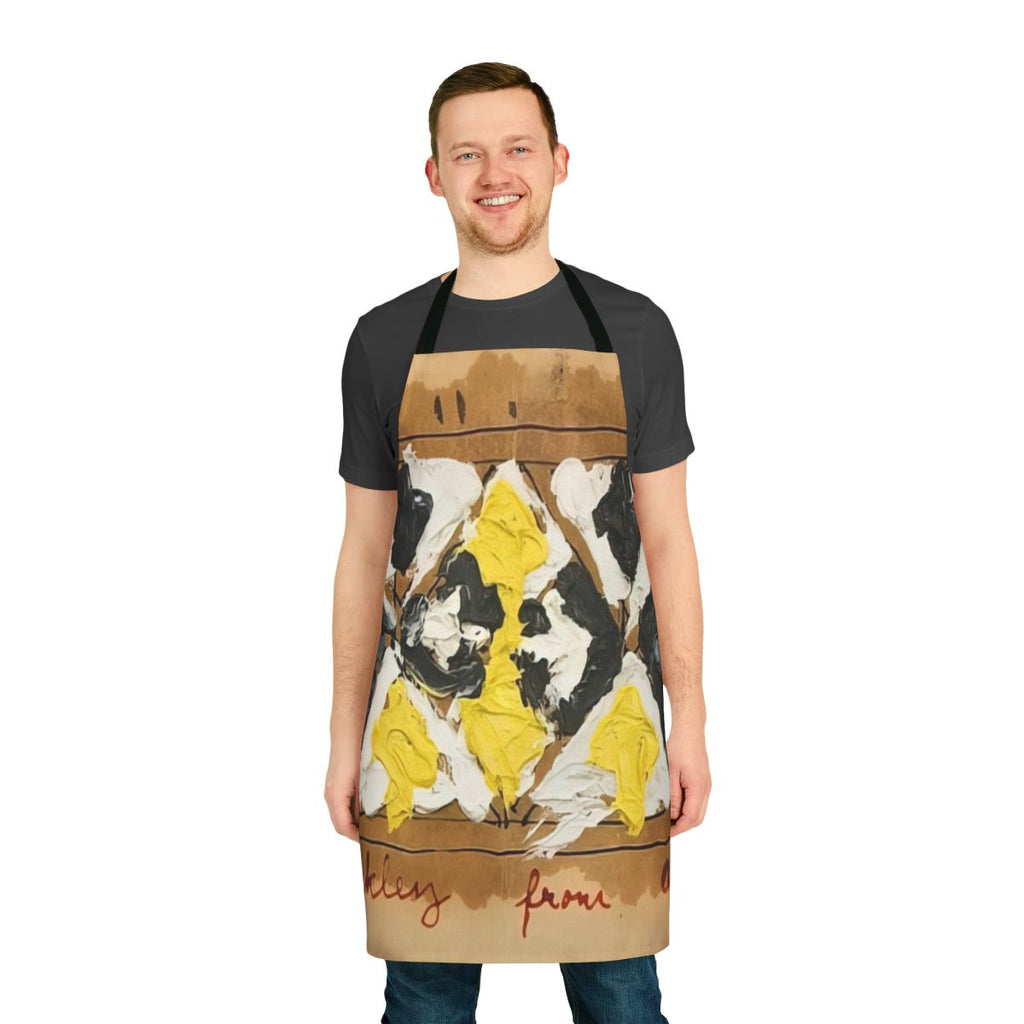 Colorful abstract apron featuring geometric patterns and numerical symbolism, inspired by the artwork of Alfred Jensen.