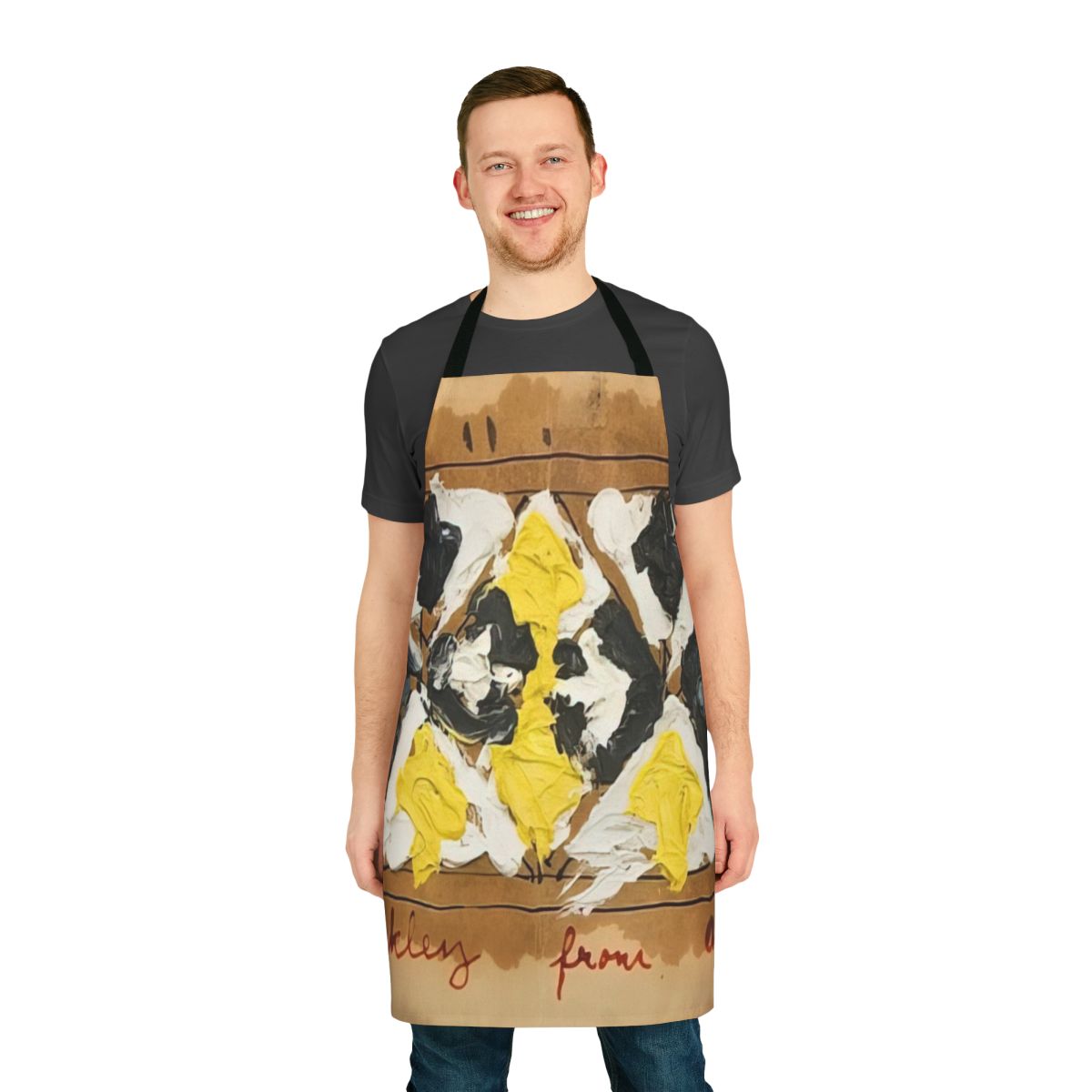 Colorful abstract apron featuring geometric patterns and numerical symbolism, inspired by the artwork of Alfred Jensen.
