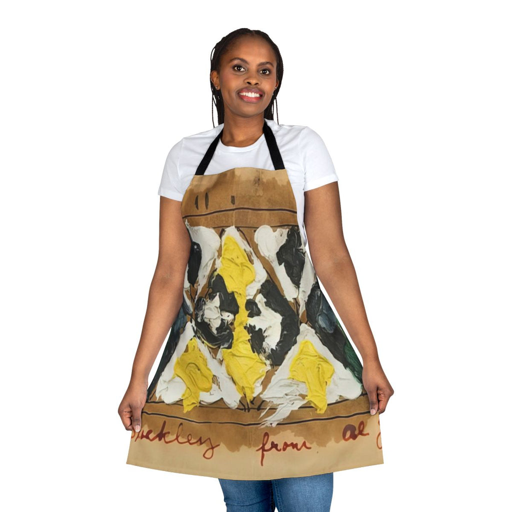 Colorful abstract apron featuring geometric patterns and numerical symbolism, inspired by the artwork of Alfred Jensen.