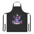 Geometric, abstract-patterned apron inspired by the iconic 80s TV series character Alexis Colby