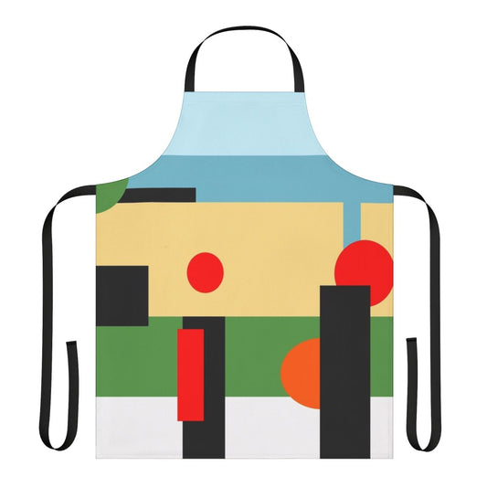 Geometric pattern apron inspired by the album "Another Green World" by musician Brian Eno