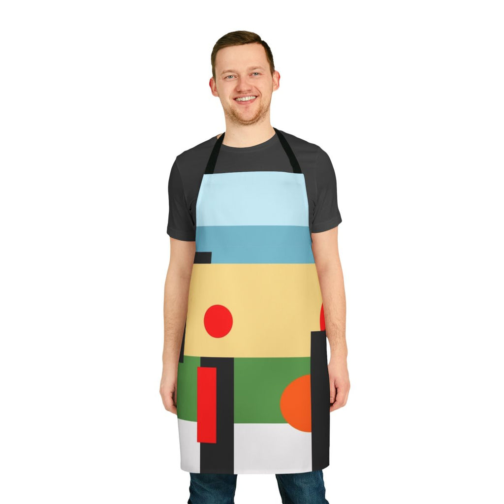 Geometric pattern apron inspired by the album "Another Green World" by musician Brian Eno