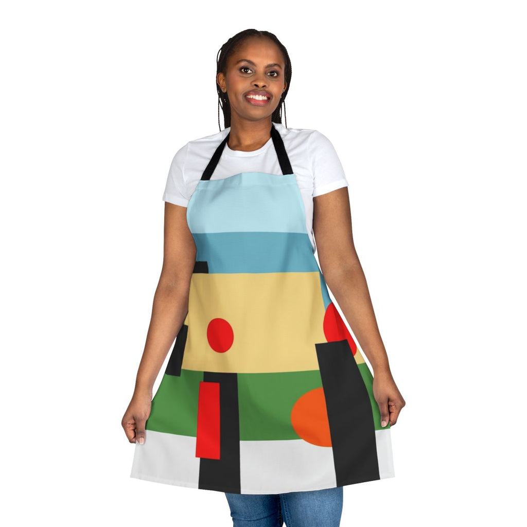 Geometric pattern apron inspired by the album "Another Green World" by musician Brian Eno
