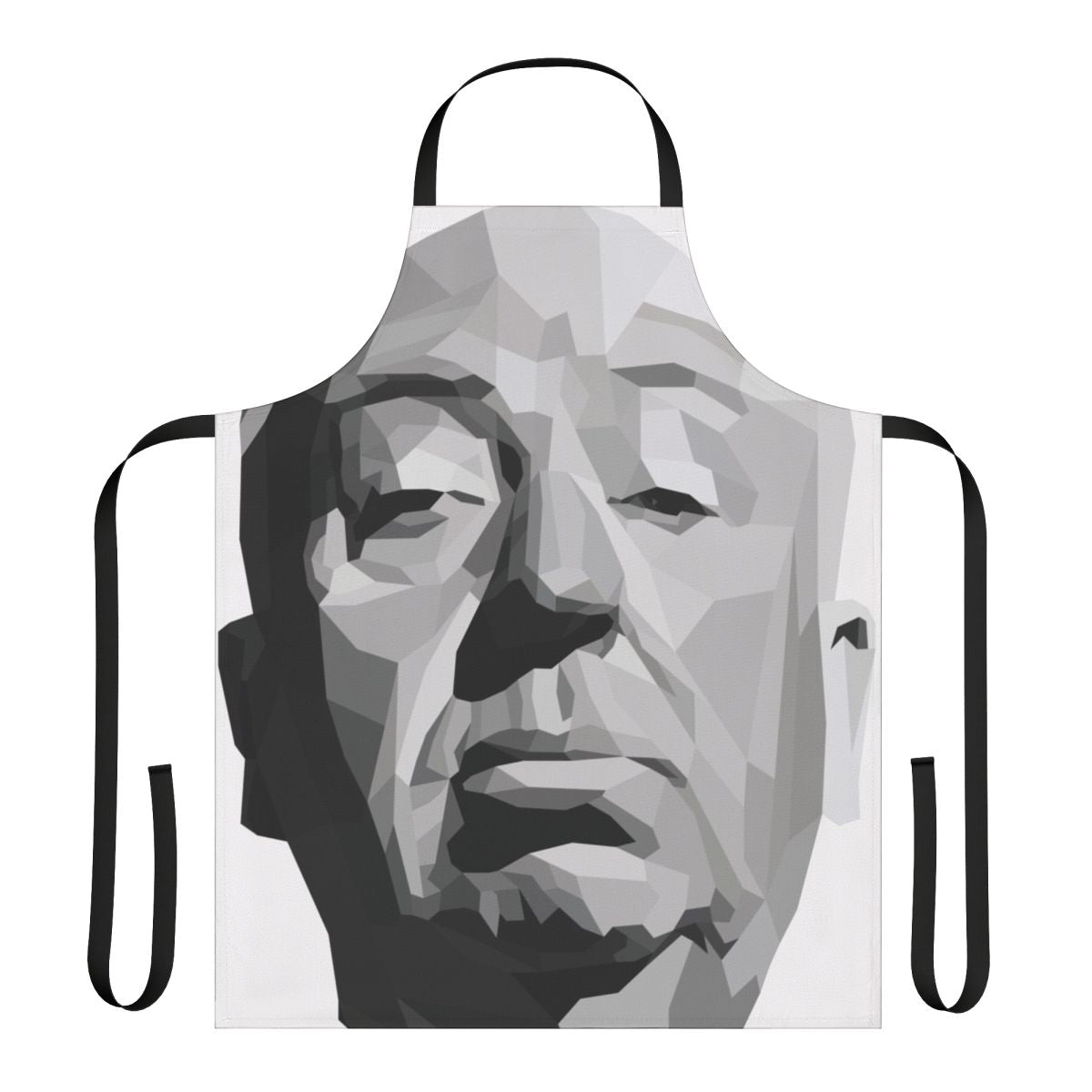 Geometric apron featuring a minimalist design inspired by the films of Alfred Hitchcock
