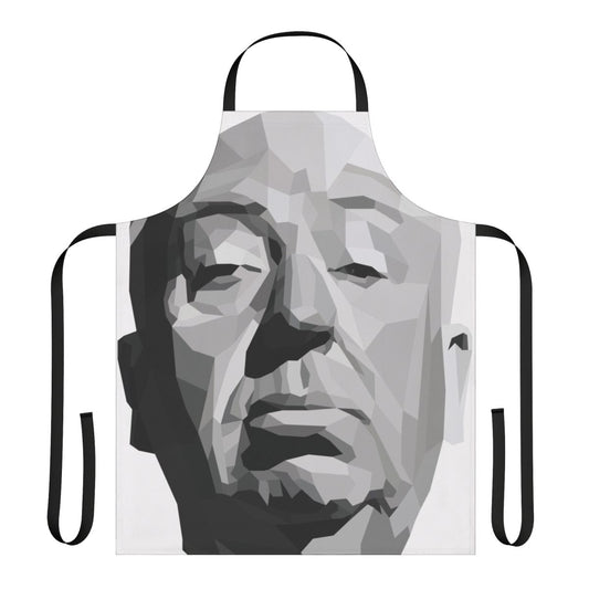 Geometric apron featuring a minimalist design inspired by the films of Alfred Hitchcock