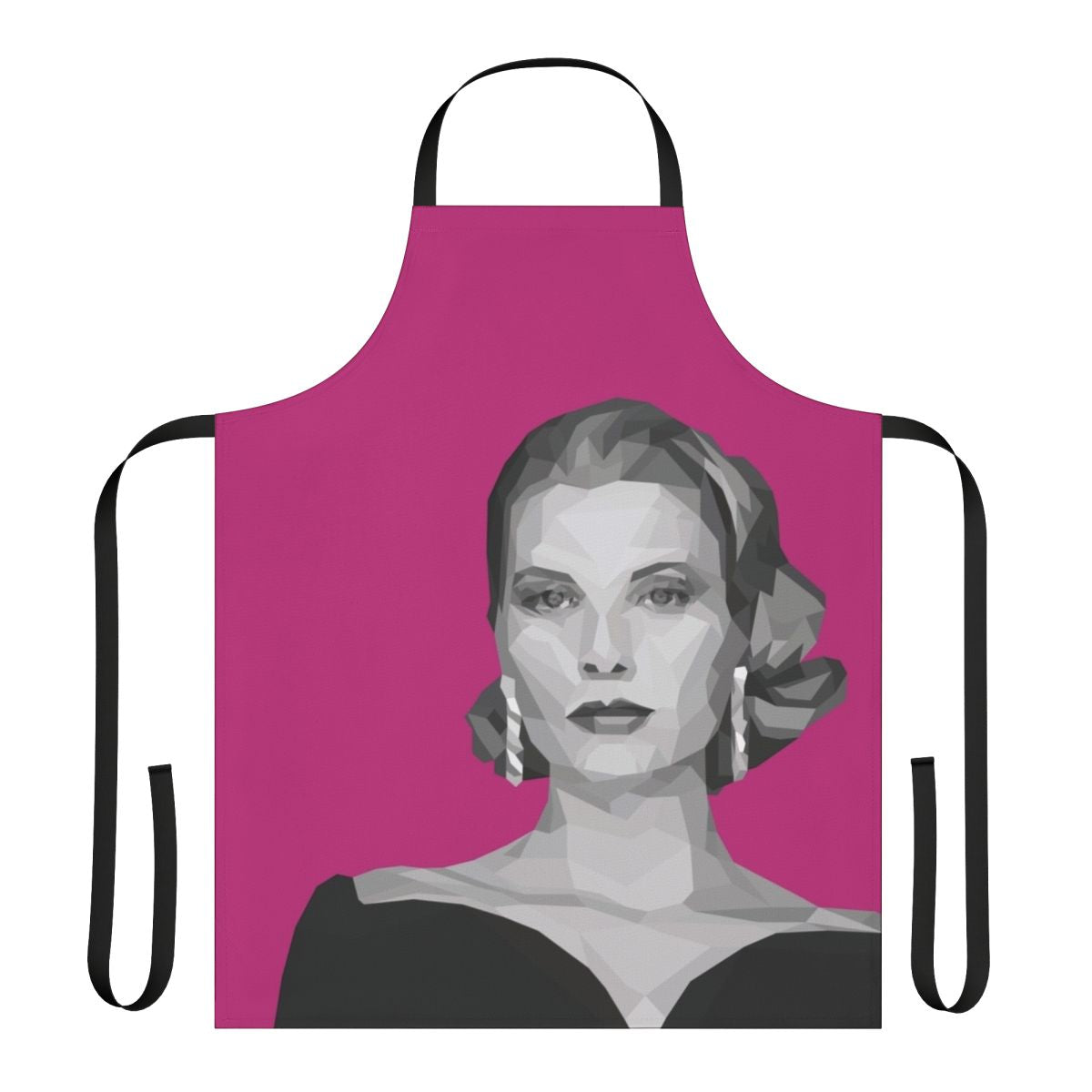 Geometric art-inspired apron in shades of pink and white, featuring a classic Hollywood glamour vibe.