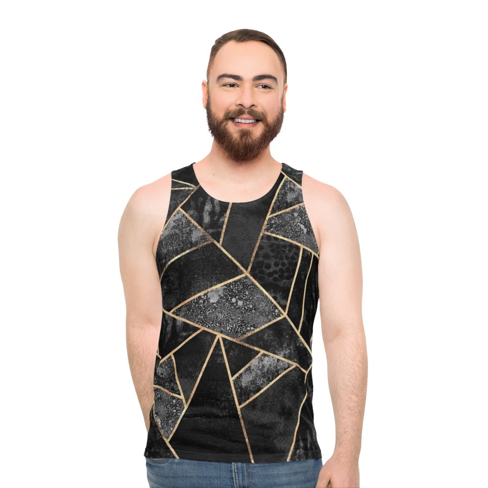 Geometric black and gold tank top