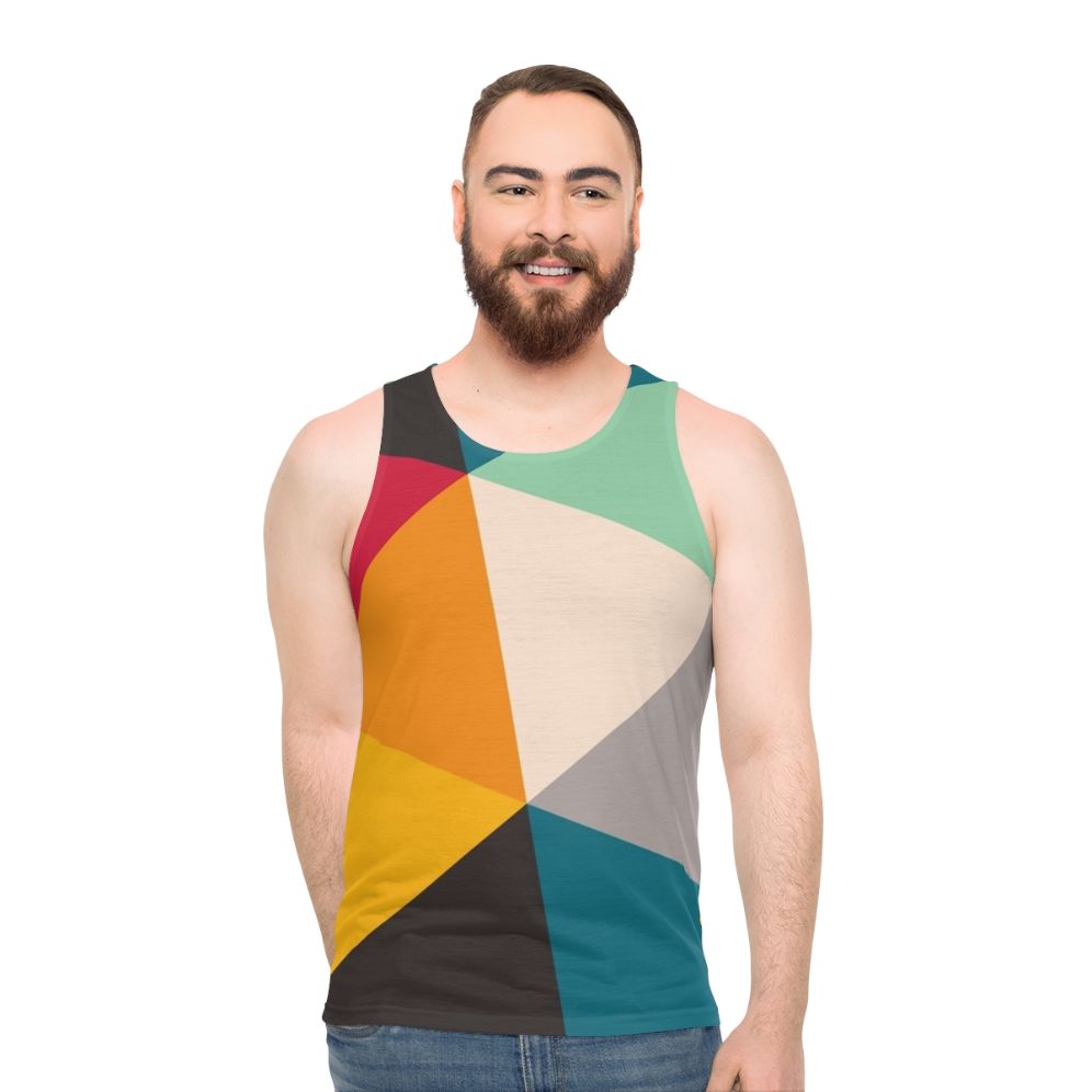 Geometric colorful abstract unisex tank top