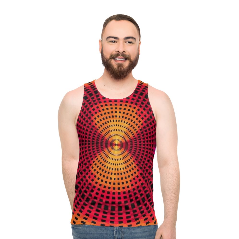 Geometric concentric circle pattern unisex tank top