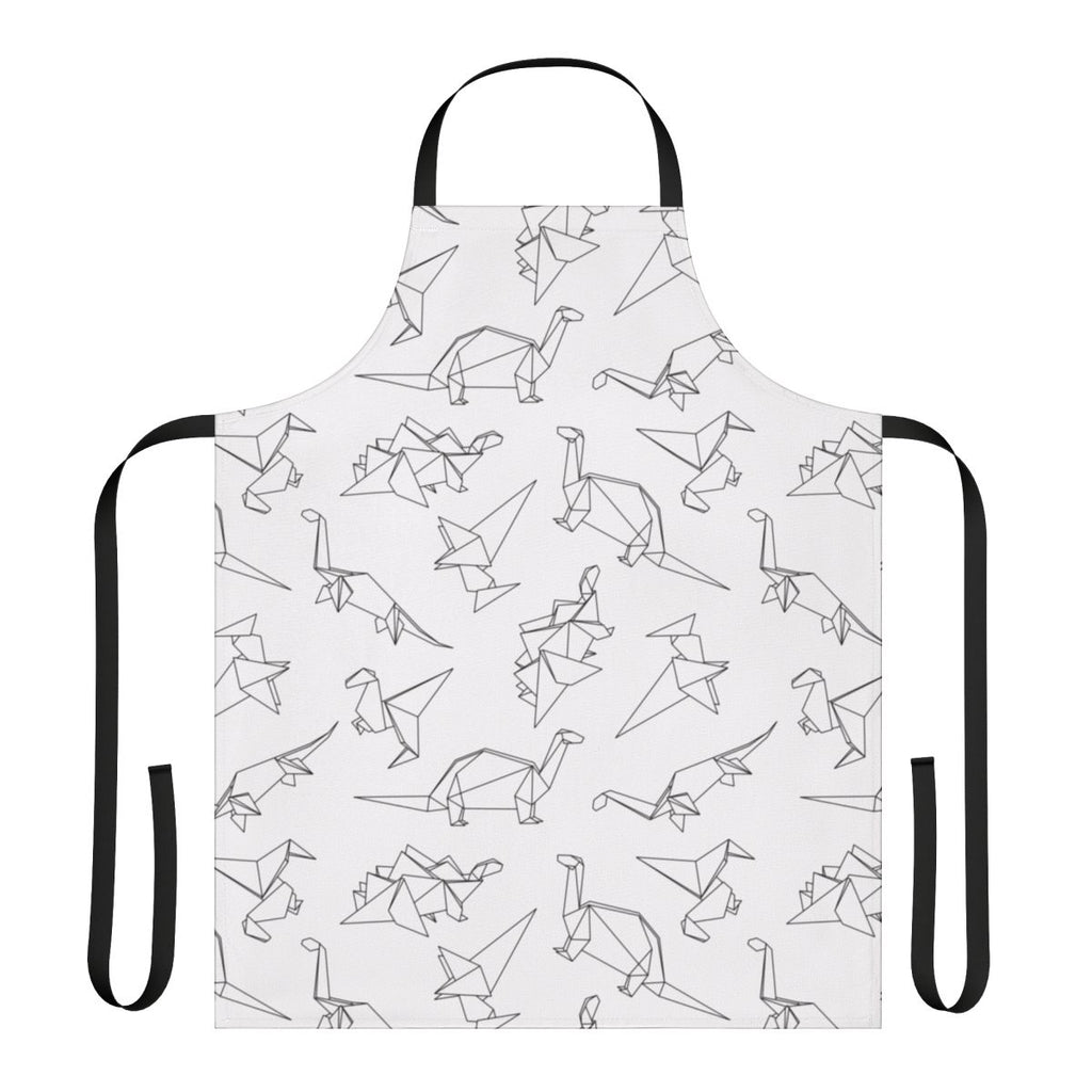 Geometric and abstract dinosaur design on a modern, minimalist apron