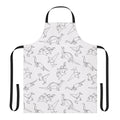 Geometric and abstract dinosaur design on a modern, minimalist apron