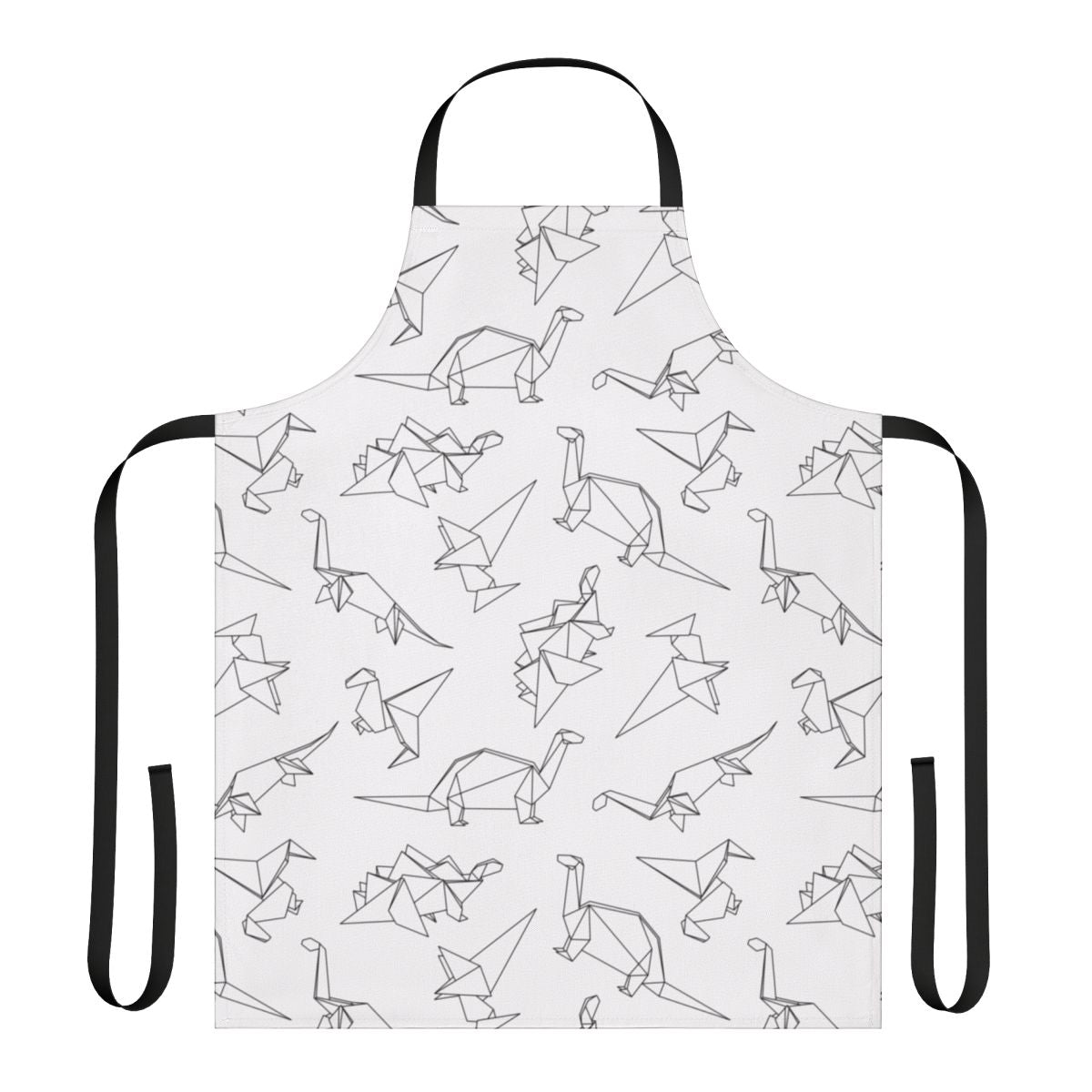 Geometric and abstract dinosaur design on a modern, minimalist apron