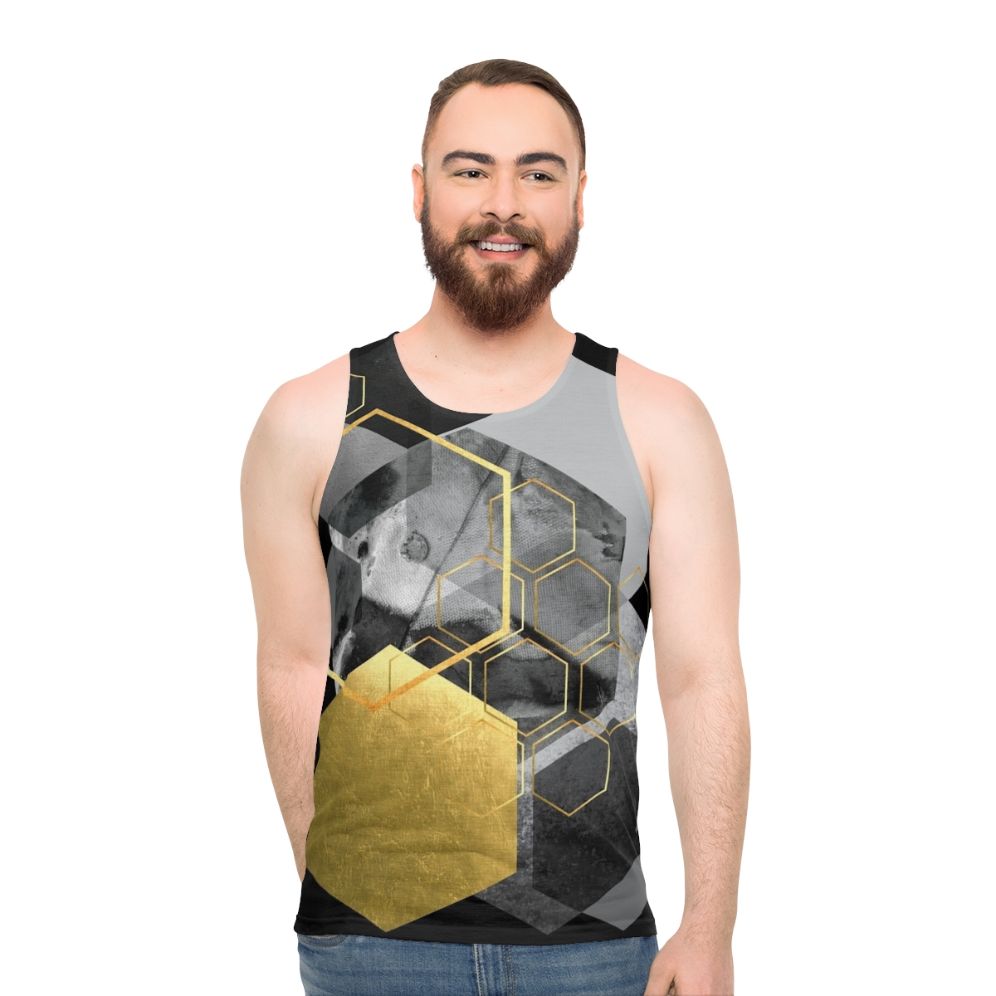 Geometric hexagon pattern unisex tank top
