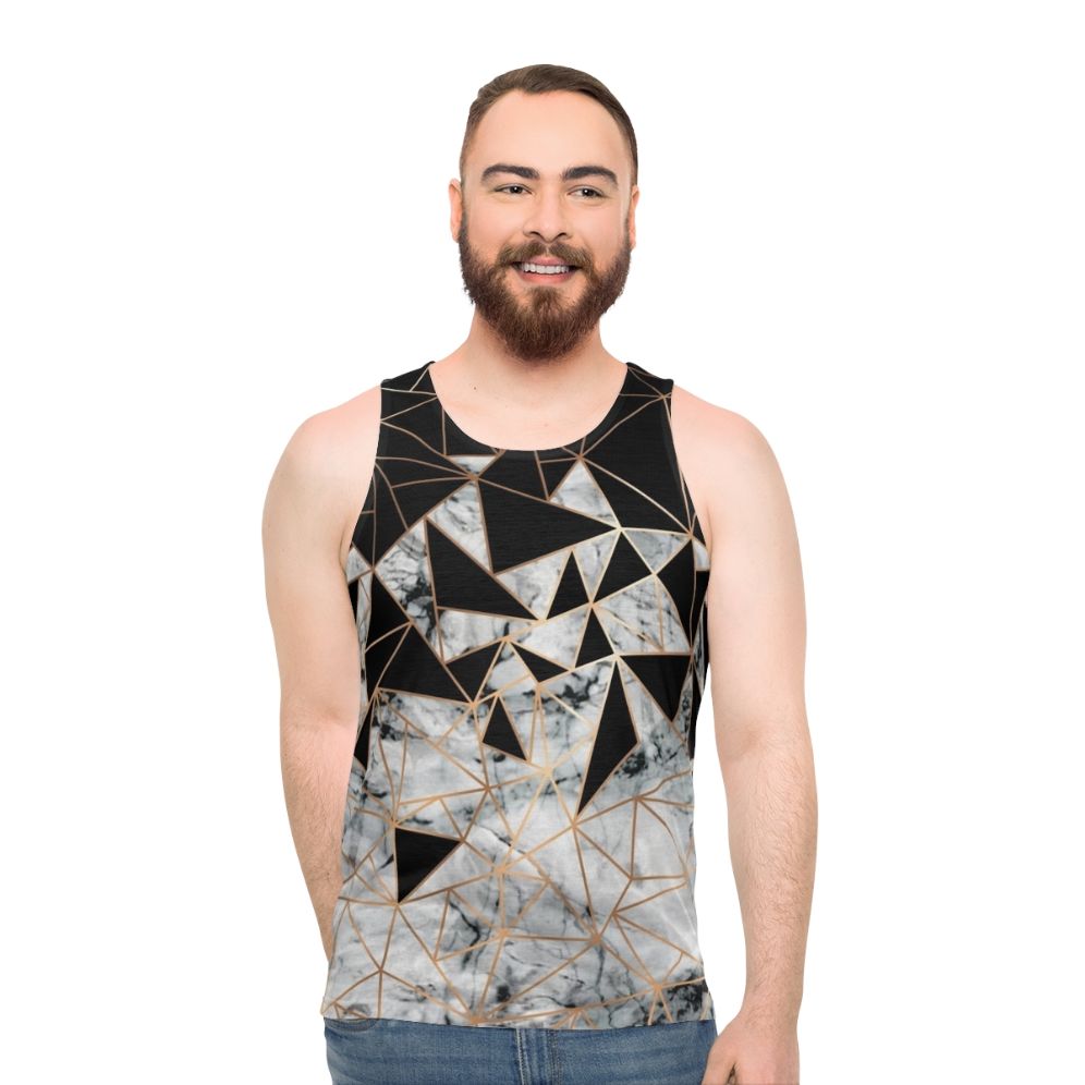 Marble polygon pattern unisex tank top