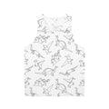 Geometric origami dinosaur pattern on a black and white unisex tank top