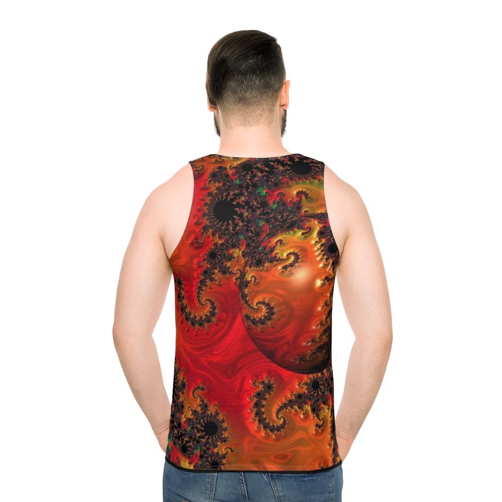 Geometric sphere unisex tank top with vibrant abstract art