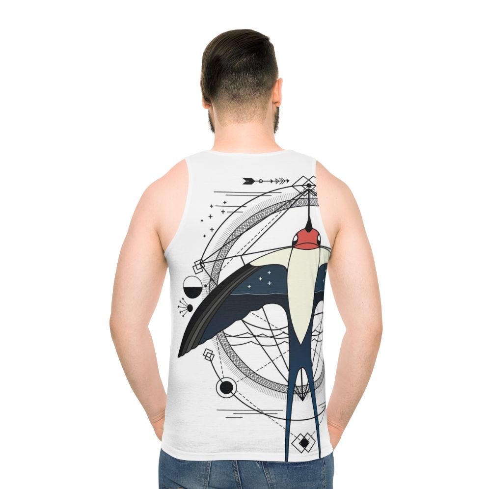 Geometric swallow bird abstract art unisex tank top