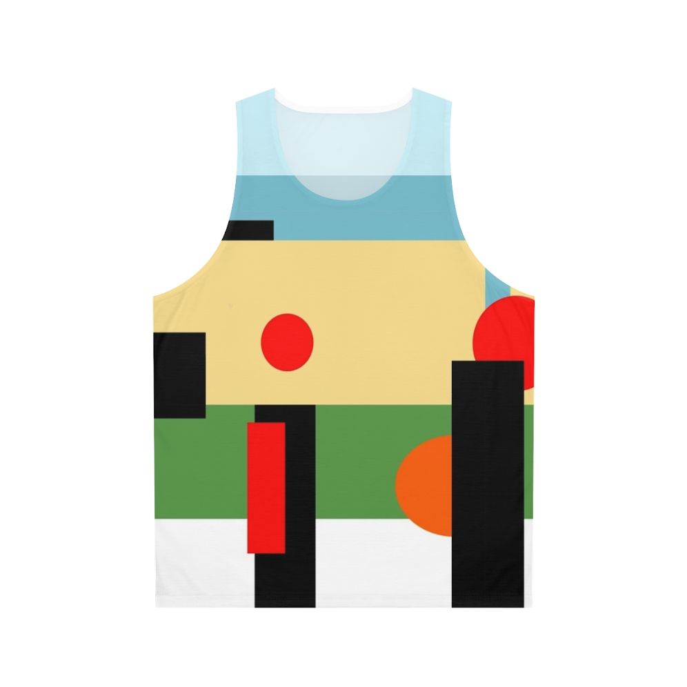 Geometric unisex tank top inspired by Brian Eno's 'Another Green World'