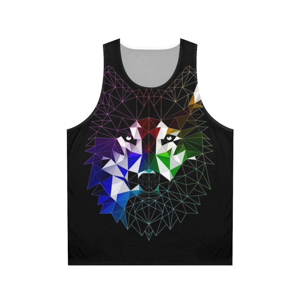 Geometric wolf abstract design unisex tank top