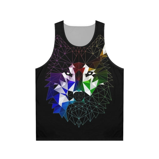 Geometric wolf abstract design unisex tank top