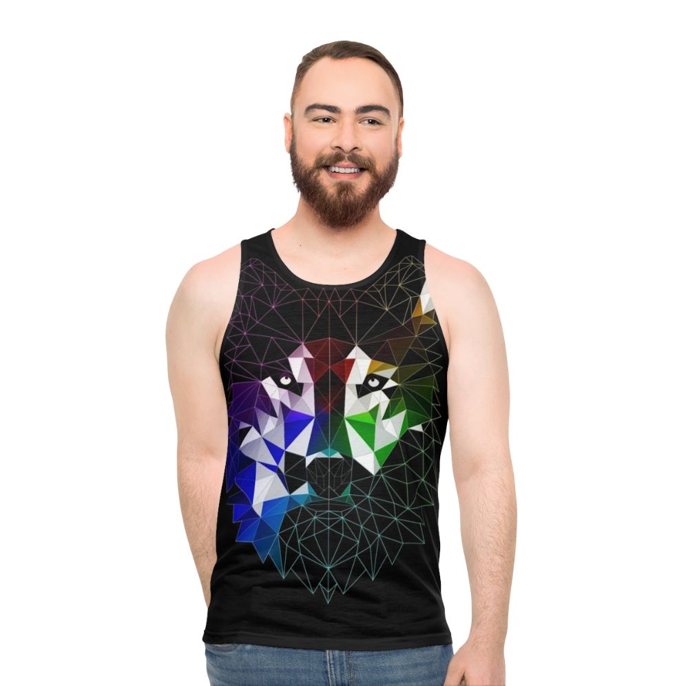 Geometric wolf abstract design unisex tank top