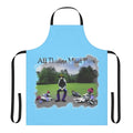A white apron featuring the iconic album cover for George Harrison's "All Things Must Pass" album.