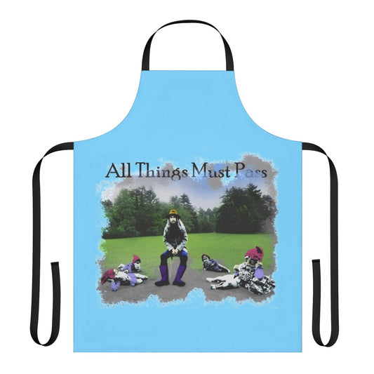 A white apron featuring the iconic album cover for George Harrison's "All Things Must Pass" album.