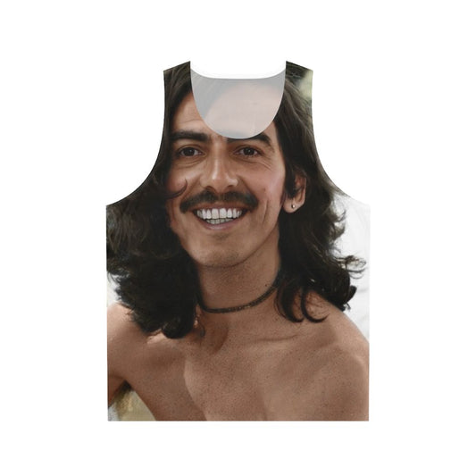 Colourised image of George Harrison wearing a unisex tank top