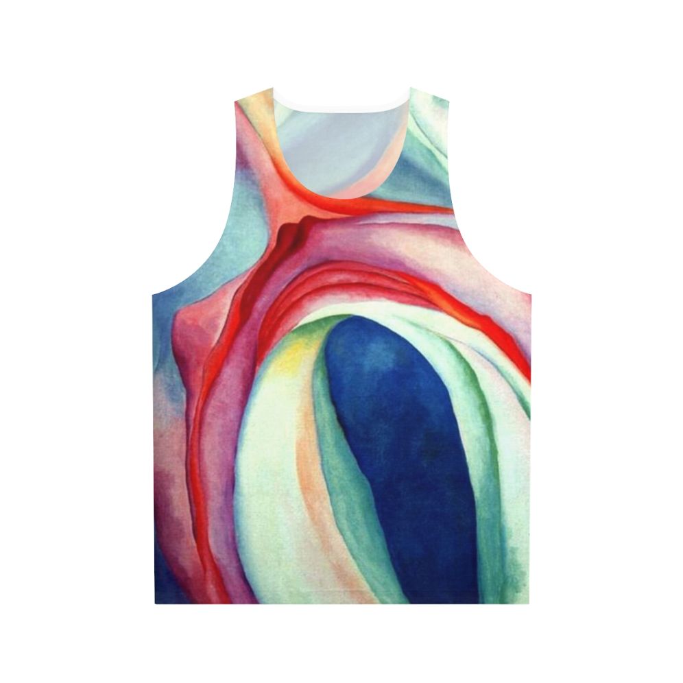 Georgia O'Keeffe inspired abstract floral art unisex tank top