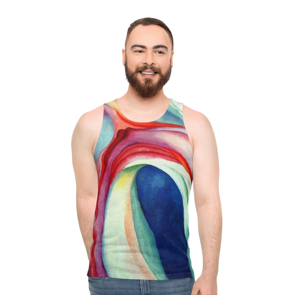 Georgia O'Keeffe inspired abstract floral art unisex tank top