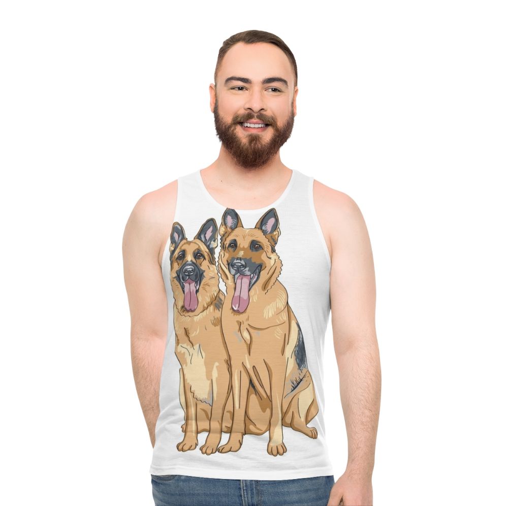 German Shepherd dog breeds on a unisex tank top