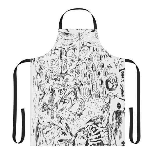 Ghibli-Inspired Collage Art Apron featuring abstract and insect designs