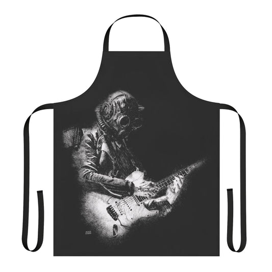 A black apron featuring the iconic Nameless Ghoul design from the band Ghost.