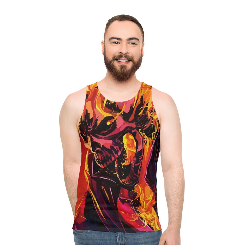 Ghost Rider Unisex Tank Top with Flaming Skull Design